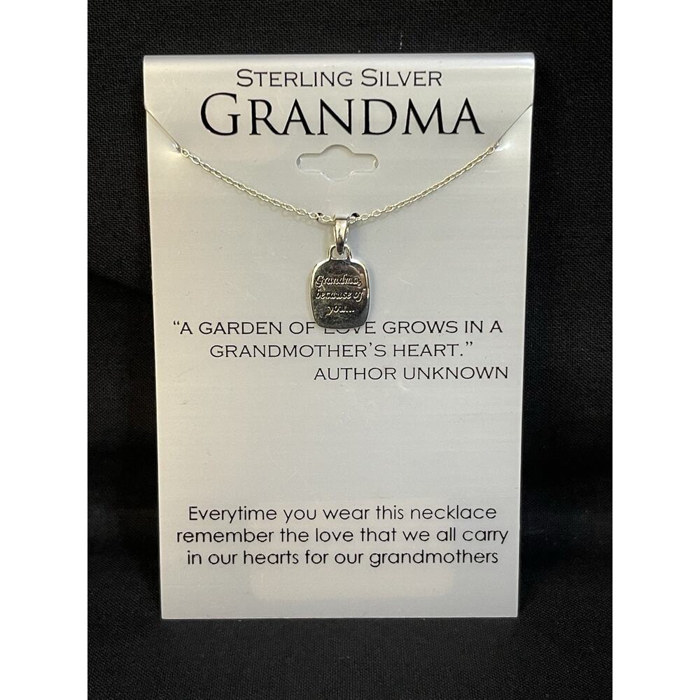 Sterling Silver Grandma Pendant Necklace New in Package